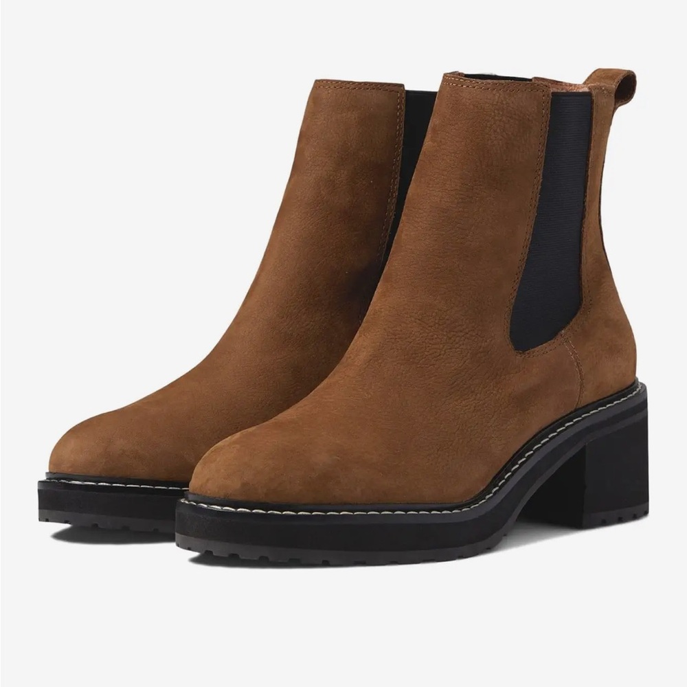 The Carina Platform Chelsea Boot Burled Wood Sz 6